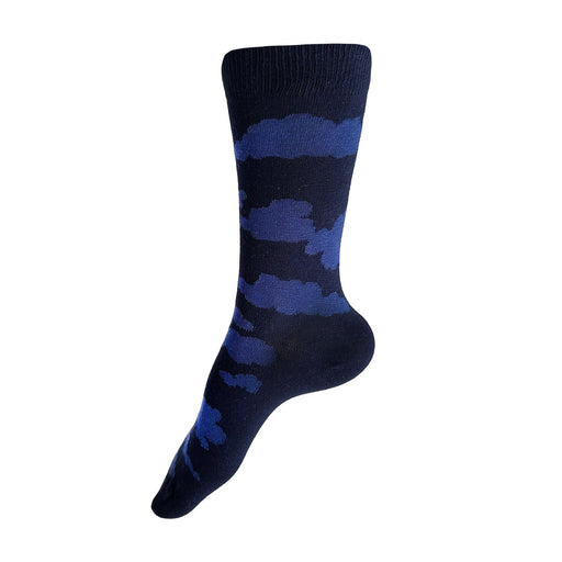 Made in USA women's navy cotton cloud socks with dark blue clouds by THIS NIGHT