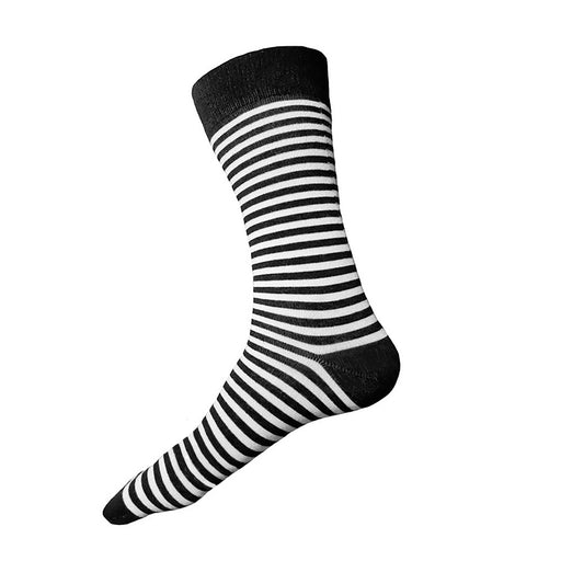 Made in USA men's XL (big and tall) black and white cotton striped socks, fit men's shoe sizes 14 to 18