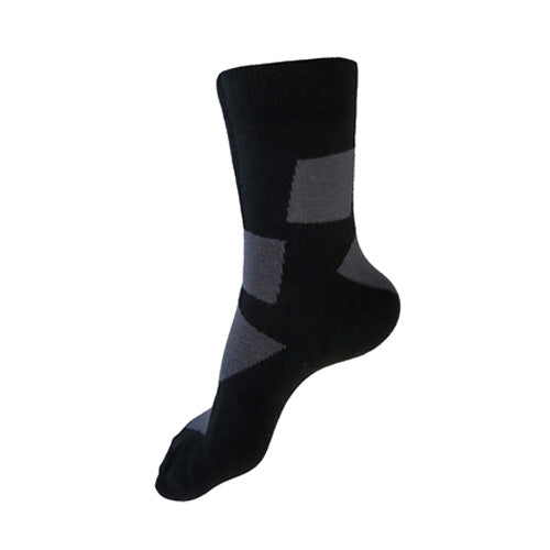 Made in USA women's black cotton geometric socks with irregularly spaced dark grey squares (inspired by Japan) by THIS NIGHT