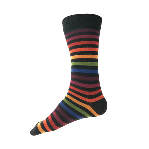 Unisex High Roller Stripe Socks | Sockshop Black/Rainbow