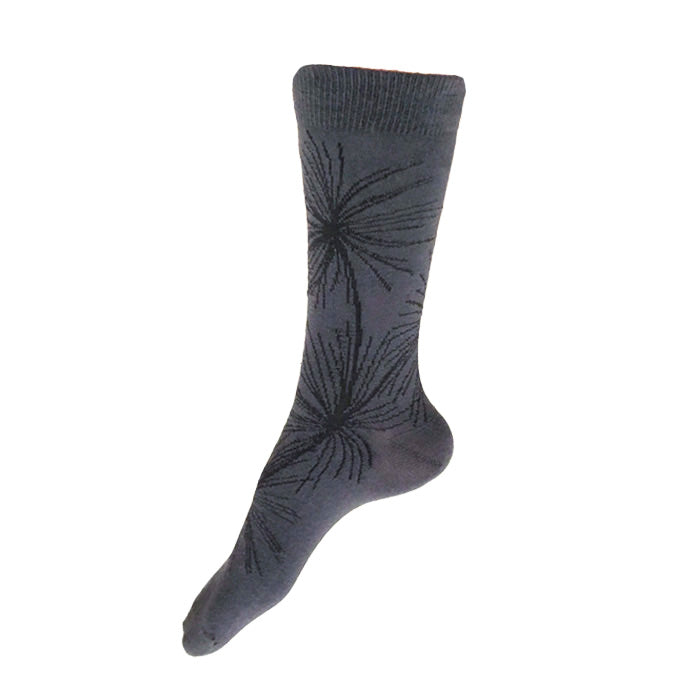 MADE IN USA women's grey cotton sock with Japanese pine tree by THIS NIGHT