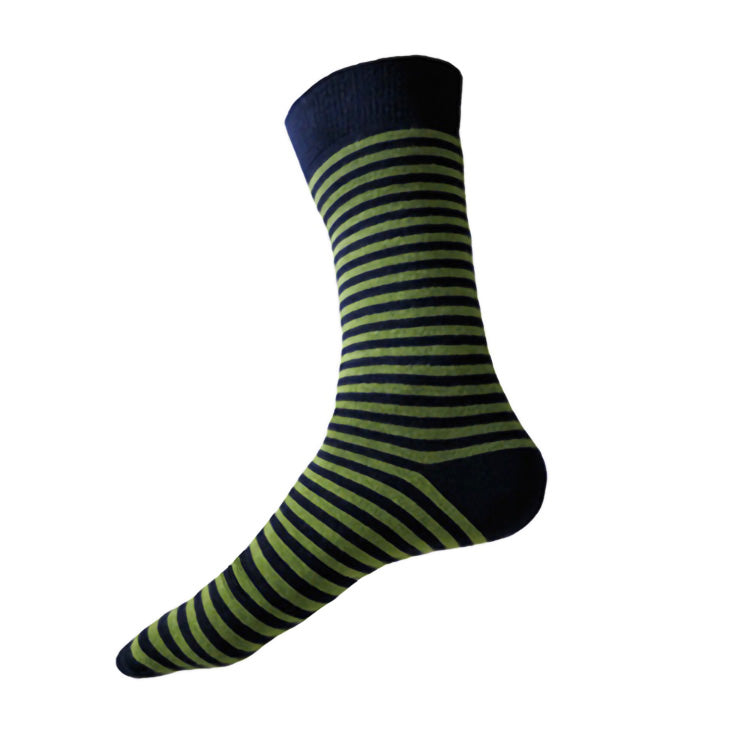 Green and Navy Stripe Socks / Beau Ties of Vermont